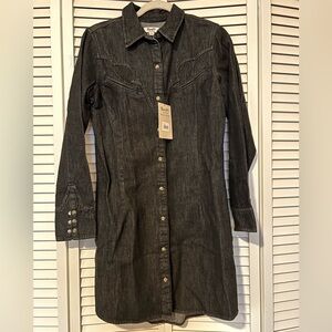 Wrangler Retro Black Denim Pearl Snap Dress